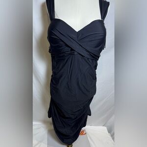 Coco pear black cross front ruched swimsuit dress size 4X